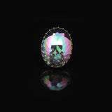 Mystic Topaz Ring - Oval Stone Large Gemstone Ring Men Vintage Ottoman Handmade 925 Sterling Silver Rings with Silver Polishing Cloth Gift — image 3