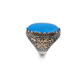 Handmade Turquoise Men’s Ring with Large Oval Stone – Vintage 925 Sterling Silver Engagement Ring — image 1