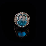 Handmade 925 Sterling Silver Scorpion Ring for Men - Man Silver Aquamarine Stone Ring - Unique Gemstone Jewelry with Aquamarine Stone and Silver Polishing Cloth Gift — image 3