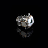 Genuine White Turquoise & Emerald Men's Ring — image 3