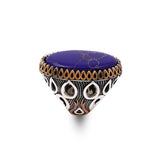 Lapis Lazuli Oval Gemstone Ring - Large Handmade Ottoman Style 925 Sterling Silver Men's Ring with Silver Polishing Cloth Gift — image 1