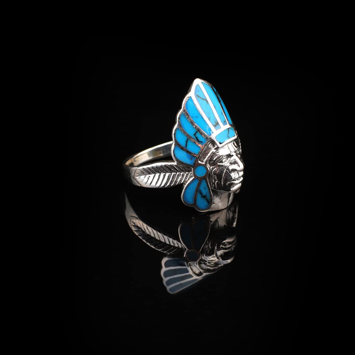 American Indian Chief Handmade Silver Men Ring