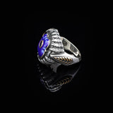 Lapis Lazuli and Black Onyx Knife Ring - Vintage Handmade 925 Sterling Silver Men's Ring with Micro Stone Accents and Silver Polishing Cloth Gift — image 4