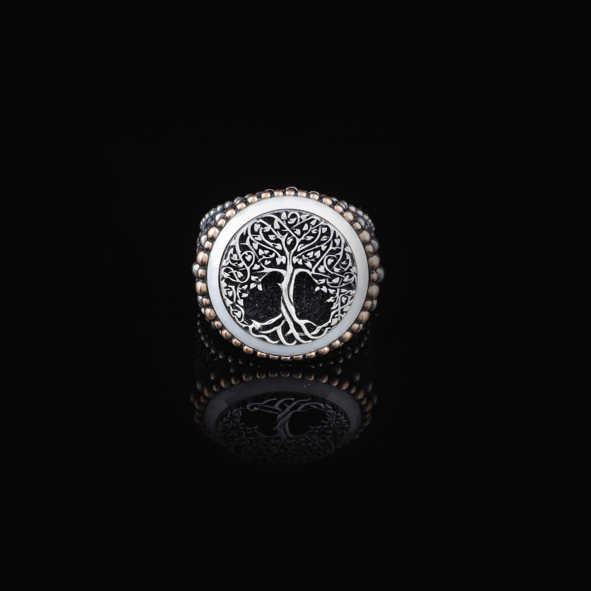 Mother of Pearl Gemstone Handmade Mens Ring