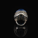 Handmade Iris Flower Model Aquamarine Ring - Chunky Sterling Silver Gemstone Ring for Men — image 6