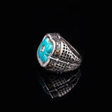 Vintage Handmade Malachite and White Sapphire Sword Ring - 925 Sterling Silver Men's Ring with Micro Stone Accent and Silver Polishing Cloth Gift — image 4