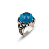 Men's Ring - Man Silver Aquamarine Stone Gemstone Ring in 925 Sterling Silver — image 1