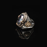 Mystical Topaz Lion Ring – Vintage Animal Gemstone Sterling Silver Engagement Ring for Men – Handmade Men's Silver Rings with Custom Engraving + Gift Silver Polishing Cloth — image 5