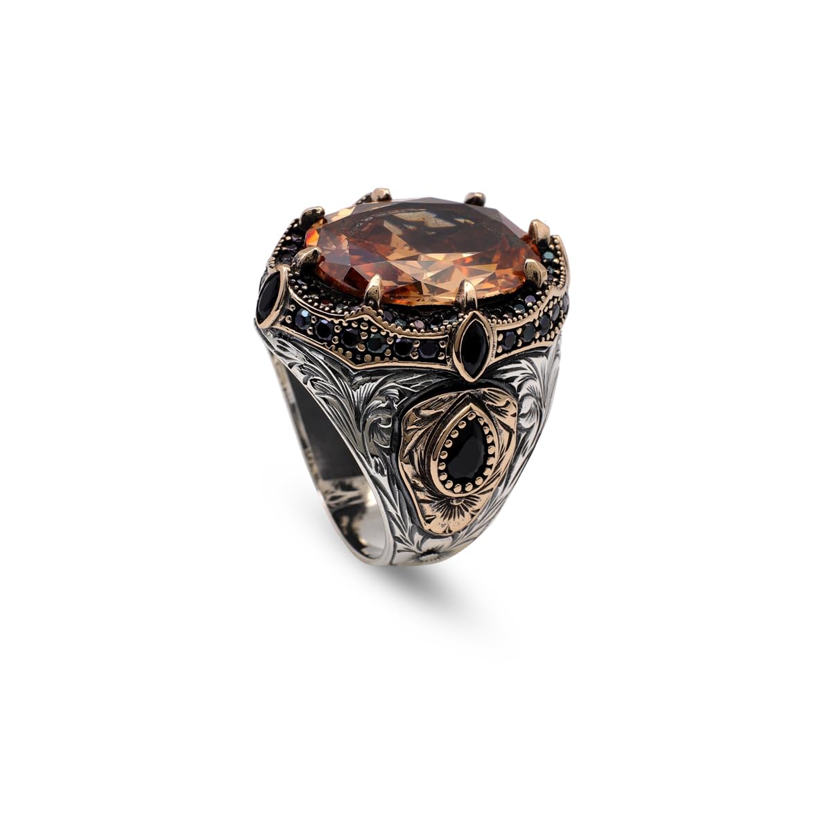 Vintage Zultanite Ring with Micro Onyx Stone – Ottoman Gemstone Sterling Silver Ring for Men – Handmade Engagement Ring – Custom Engraving – Gift with Silver Polishing Cloth
