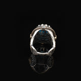 Aquamarine Ottoman Gemstone Ring for Men – 925 Sterling Silver Vintage Handmade Rings – Custom Engraving  Engagement Ring with Gift Silver Polishing Cloth — image 6