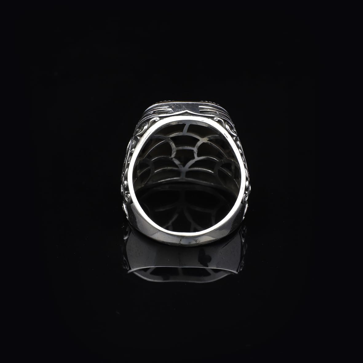 Genuine Turquoise Men's Ax Ring with Micro Emerald Stone - Vintage Handmade 925 Sterling Silver Ring for Men - Includes Silver Polishing Cloth Gift