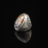 Handmade Mens Silver Rings – Chunky Turquoise Gemstone Ring — image 4