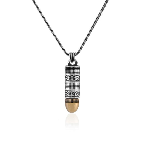 Bullet Necklace & Prayer Box Necklace in Sterling Silver with Silver Chain
