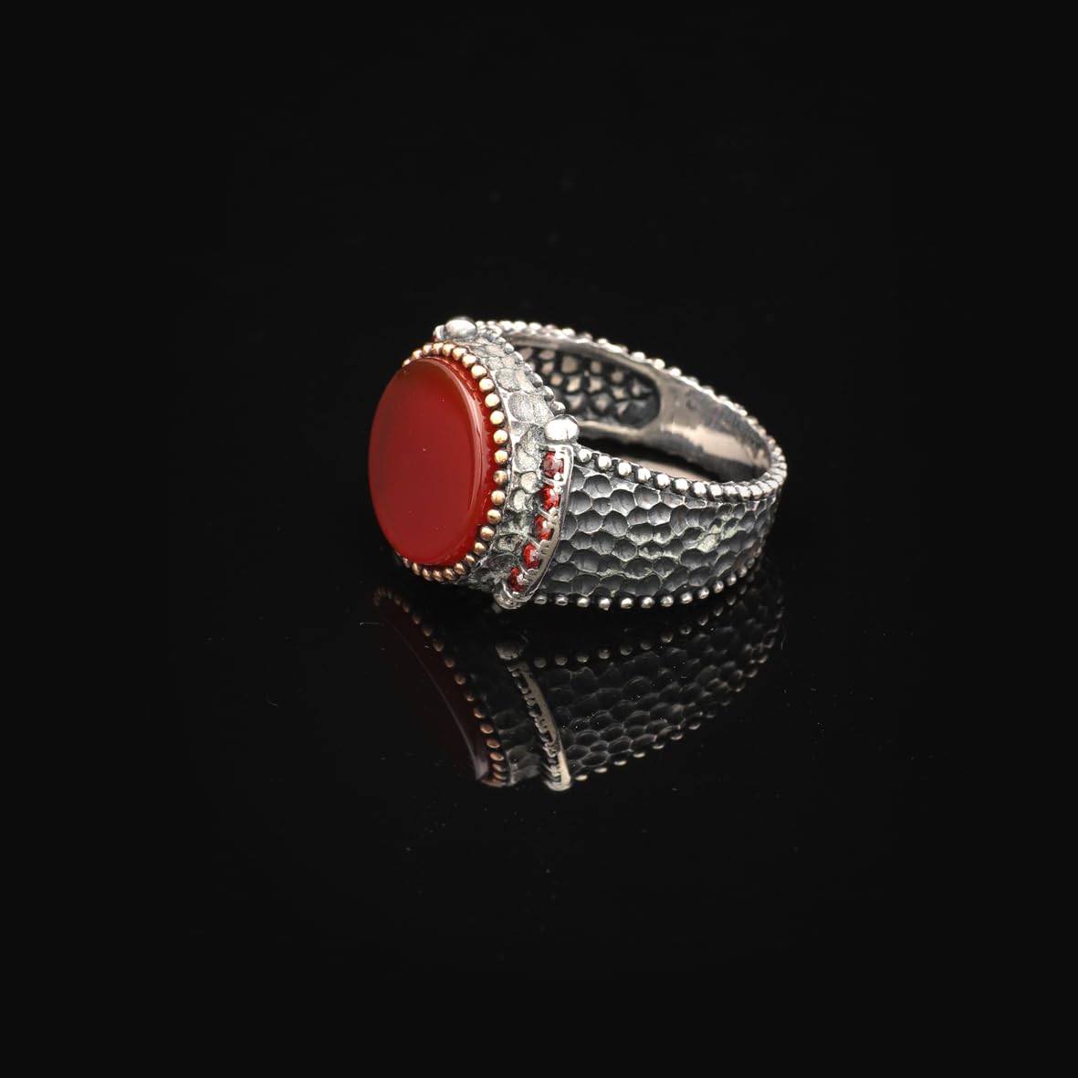 Handmade Signet Carnelian Gemstone Pinky Ring - Vintage 925 Sterling Silver Men's Engagement Ring