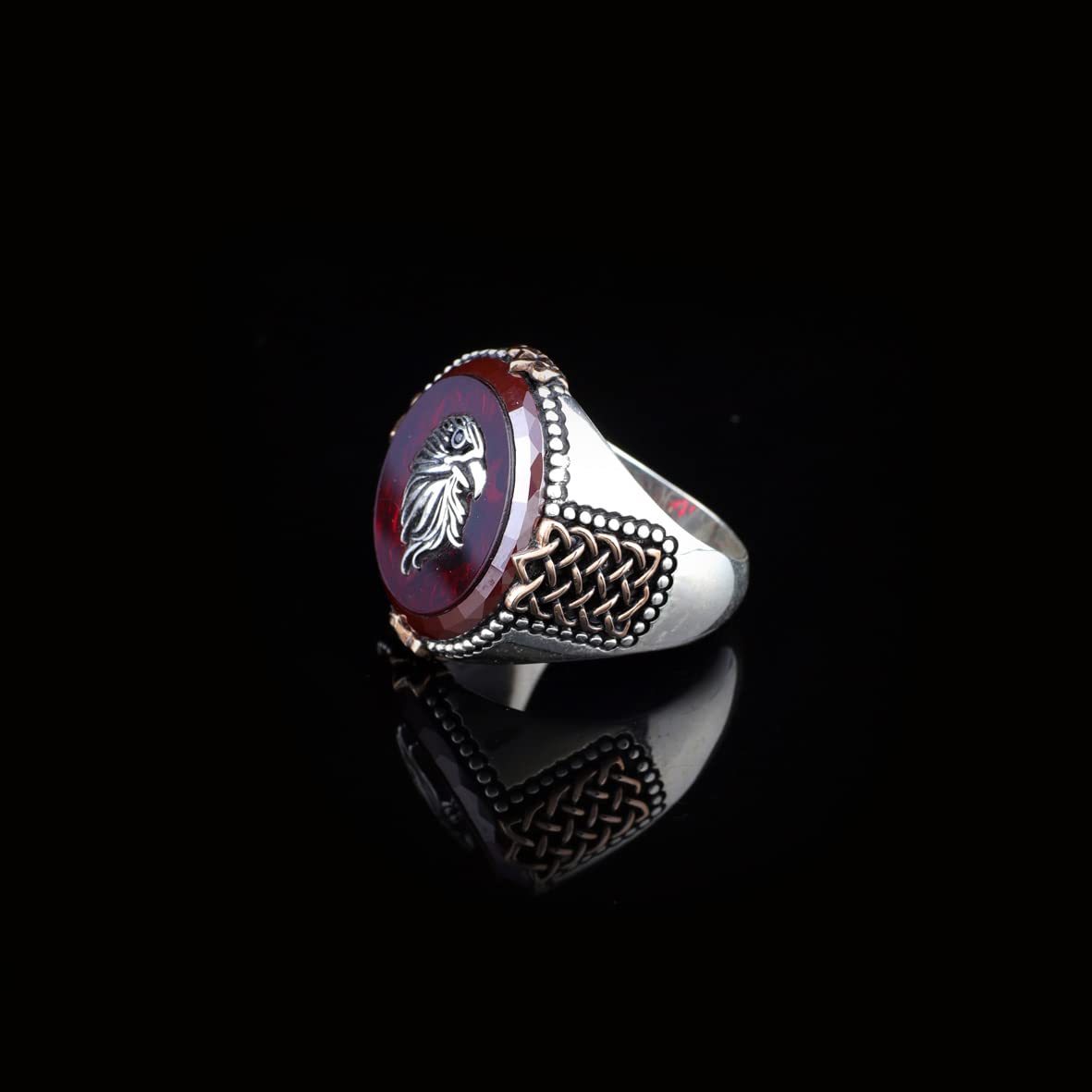 925K Sterling Silver Ruby Ring Men