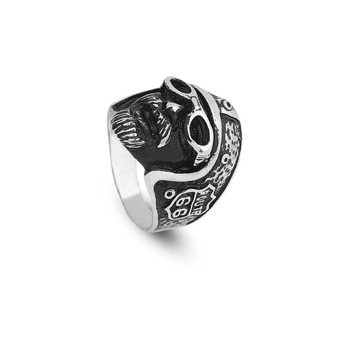 925K Sterling Silver Mens Biker Ring