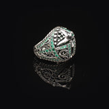 Vintage Helmet Ring for Men with Micro Jade Stone — image 4