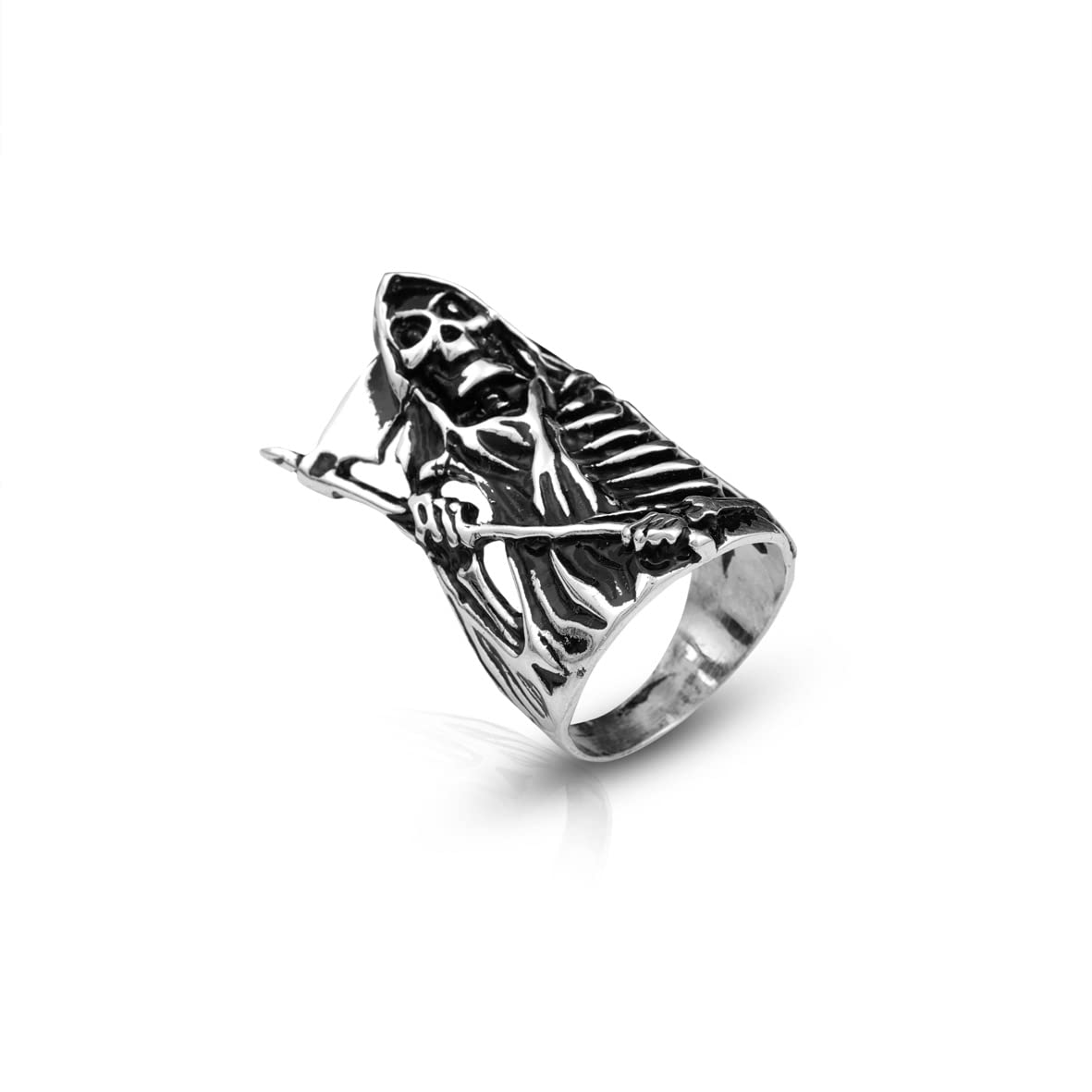 Skeleton Ring Sterling Silver Men Biker Ring