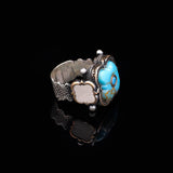 Genuine White Turquoise & Micro Stone Men's Ring — image 3