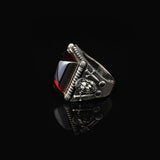Ruby Lion Ring with Sword Design – Vintage Handmade Sterling Silver Ring for Men — image 5