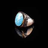 Vintage Handmade 925 Sterling Silver Men's Aquamarine Ring - 925 Sterling Silver Rings for Men - Handcrafted Ring for Men — image 4