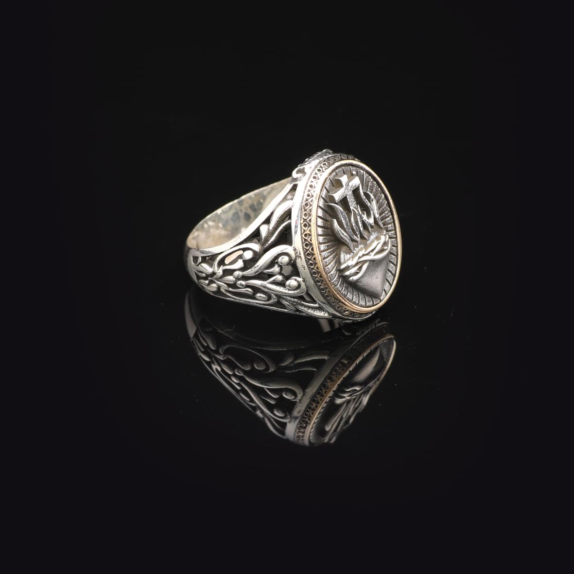 Men's 925 Sterling Silver Cross Signet Ring - Christian Vintage Statement Ring - Polished Handmade Engagement Ring with Custom Engraving - Silver Polishing Cloth Gift Included