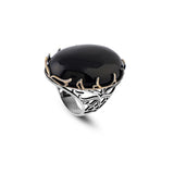 Men's Handmade Black Onyx Ring – Chunky Sterling Silver Vintage Engagement Ring with Ottoman Design — image 1