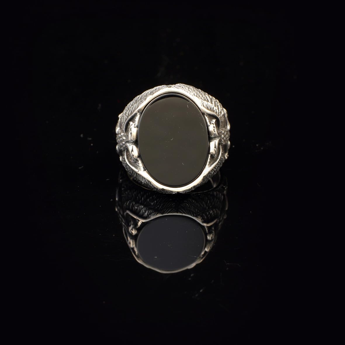 Eagle Ring Onyx Ring Silver Signet Ring Gemstone Ring Ottoman Statement Ring Vintage Ring Sterling Silver Ring Gift for Him