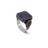Handmade Sapphire Statement Ring - Vintage 925 Sterling Silver Men's Ring with Micro Stone — image 1