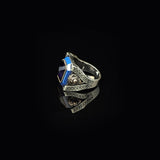 Vintage Blue Tiger Eye Ring with Lion Design - Men's Gemstone Ring in 925 Sterling Silver - Turkish Style Polished Engagement Ring - Handmade with Silver Polishing Cloth Gift — image 5