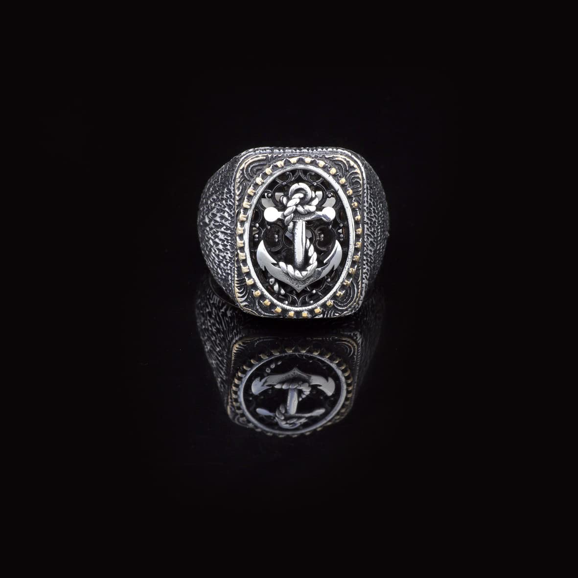 925K Sterling Silver Anchor Ring