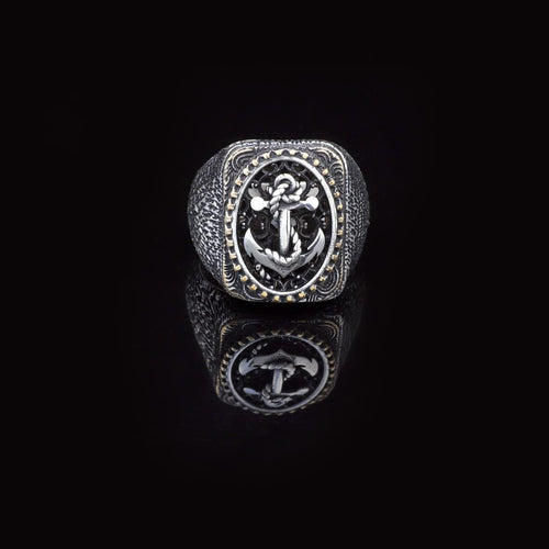 925K Sterling Silver Anchor Ring