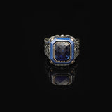 Handmade Vintage Blue Sapphire Ring - Polished 925 Sterling Silver Men's Gemstone Ring — image 3