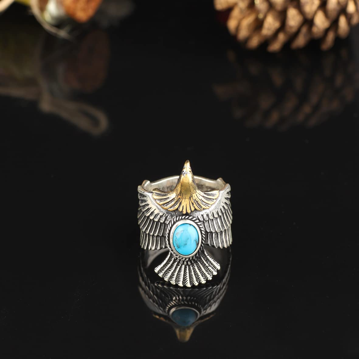 Men Silver Eagle Ring