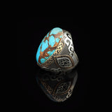 Vintage Genuine Turquoise Men's Ring - Large Oval Stone in 925 Sterling Silver — image 5