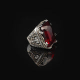 Vintage Large Garnet Ax Ring for Men - 925 Sterling Silver Turkish Handmade Polished Engagement Ring with Silver Polishing Cloth Gift — image 4