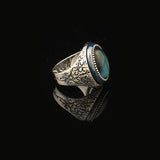 Blue Tiger Eye Ring Pinky Ring Ottoman Vintage 925 Sterling Silver Promise Engagement Gemstone Ring Gift for Husband — image 3