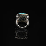 Turquoise Ring - Large Gemstone Ottoman Vintage Handmade 925 Sterling Silver Men's Ring with Silver Polishing Cloth Gift — image 6