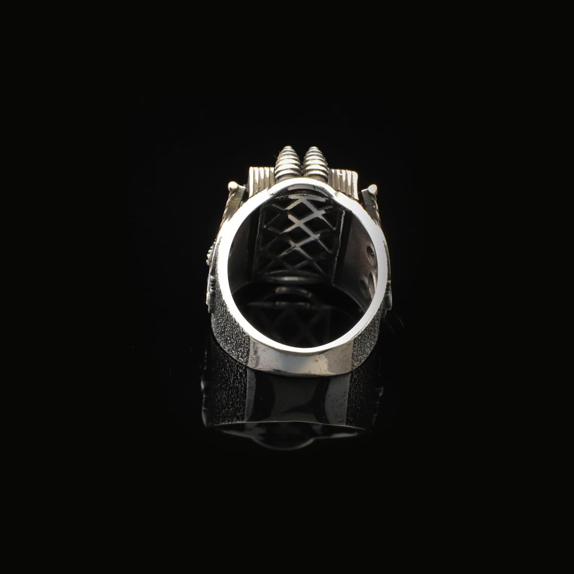 Vintage Onyx Sword Ring with Bow and Arrow Design – Handmade Sterling Silver Gemstone Ring for Men