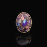 Special Turquoise Stone Ring – Large Oval Stone in Polished 925 Sterling Silver — image 3