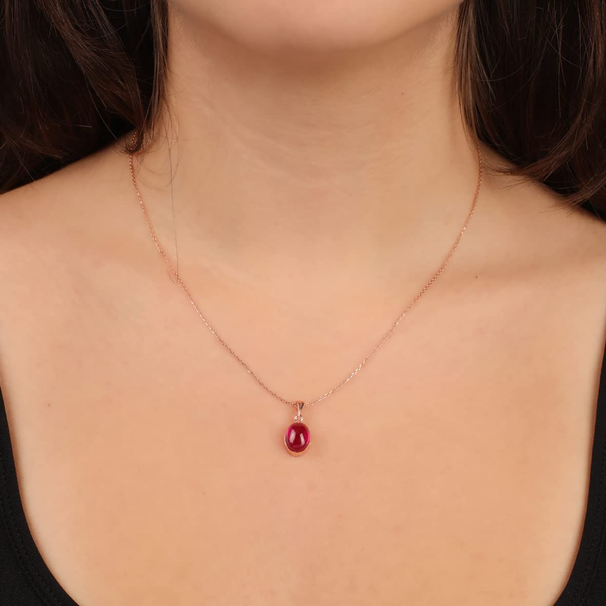Best Seller: Sterling Silver Ruby Necklace for Women - 925 Sterling Silver Necklace for Women - Silver Pendant Necklace for Women