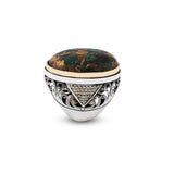 Vintage Men’s Turquoise & Micro Sapphire Gemstone Ring – Chunky Ottoman Sterling Silver Engagement Ring — image 1