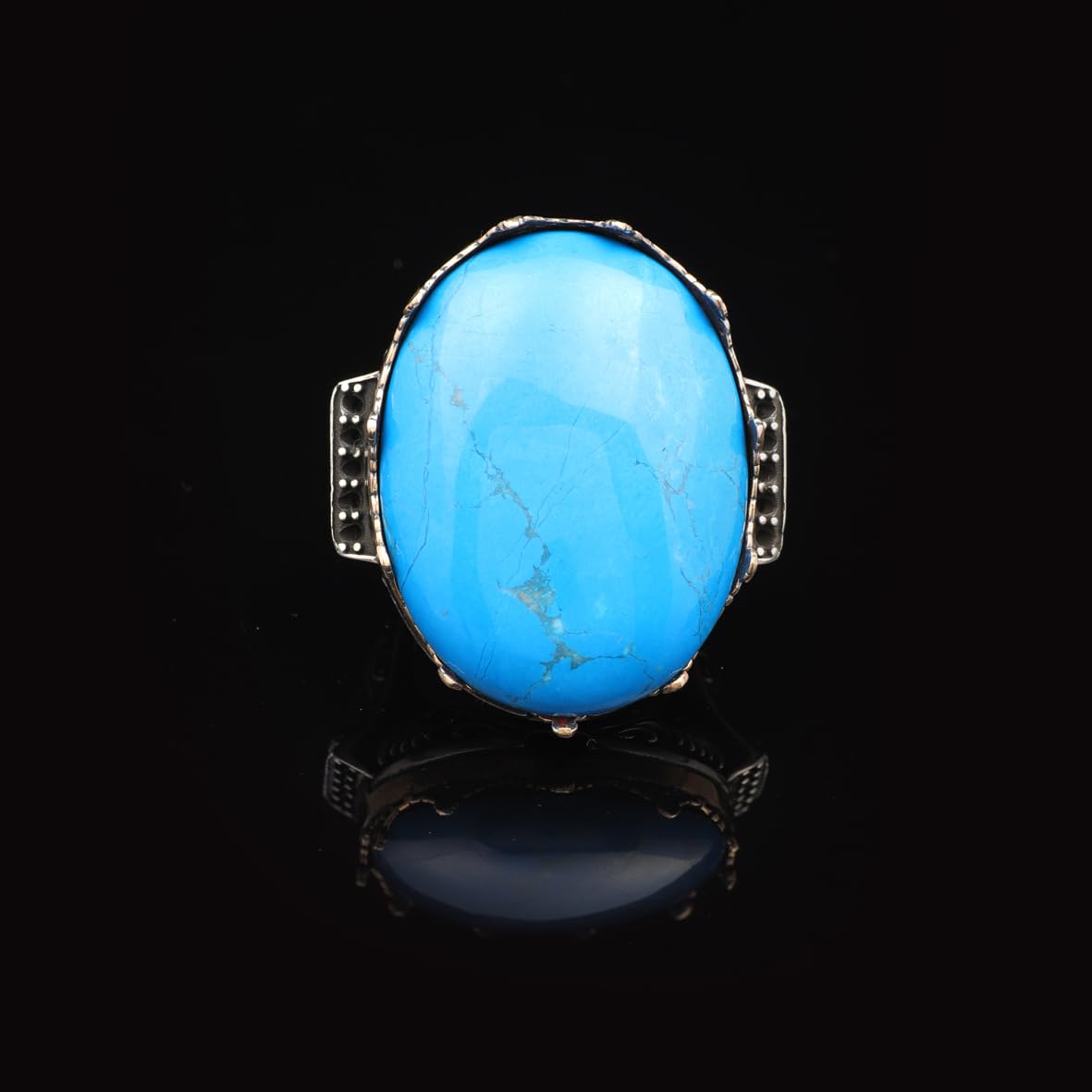 Turquoise Men's Ring with Oval Stone