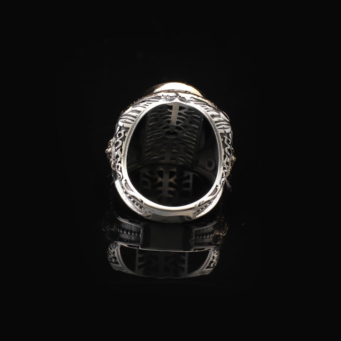 Men’s Lion Ring with Onyx Gemstone – Handmade Vintage Sterling Silver Animal Ring – Custom Engraved Engagement Signet Ring – Gift Silver Polishing Cloth Included