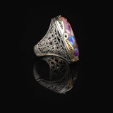 Special Turquoise Men’s Ring with Large Oval Stone – Vintage 925 Sterling Silver Ring — image 4