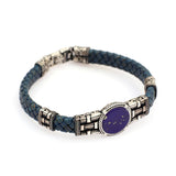 Handmade Men Leather Bracelet – Sterling Silver Bracelet with Natural Lapis Lazuli Stone – Vintage Style — image 1