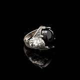 Handmade Black Onyx Lion Signet Ring - Vintage 925 Sterling Silver Mens Ring — image 4