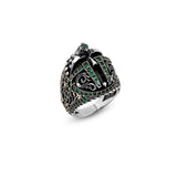 Vintage Helmet Ring for Men with Micro Jade Stone — image 1