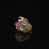Garnet Ring Ottoman Vintage Design – Handmade Large Statement Gemstone Ring — image 4