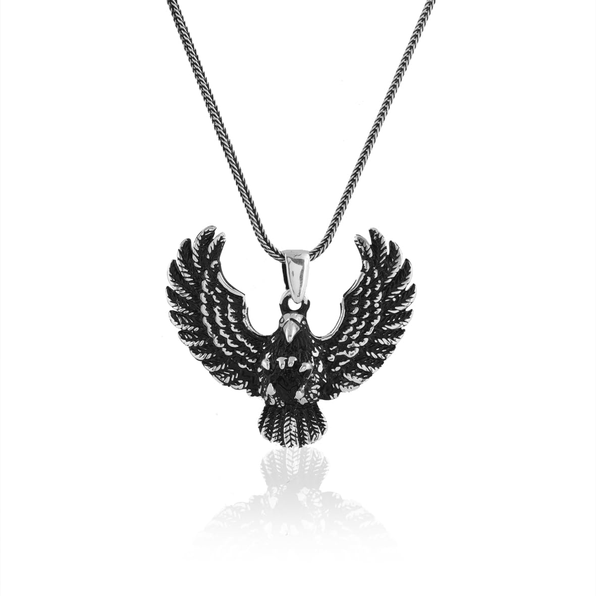 Sterling Silver Eagle Necklace for Men - Animal Jewelry - Complete with Men's Silver Chain - Birthday Gifts